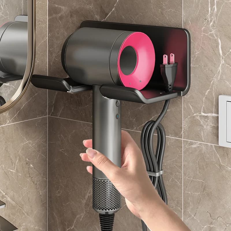 Supporto per Asciugacapelli e Piastra per Capelli da Bagno, Mensole a Muro Senza Foratura, Scaffale Portaoggetti da Parete per Casa e Bagno