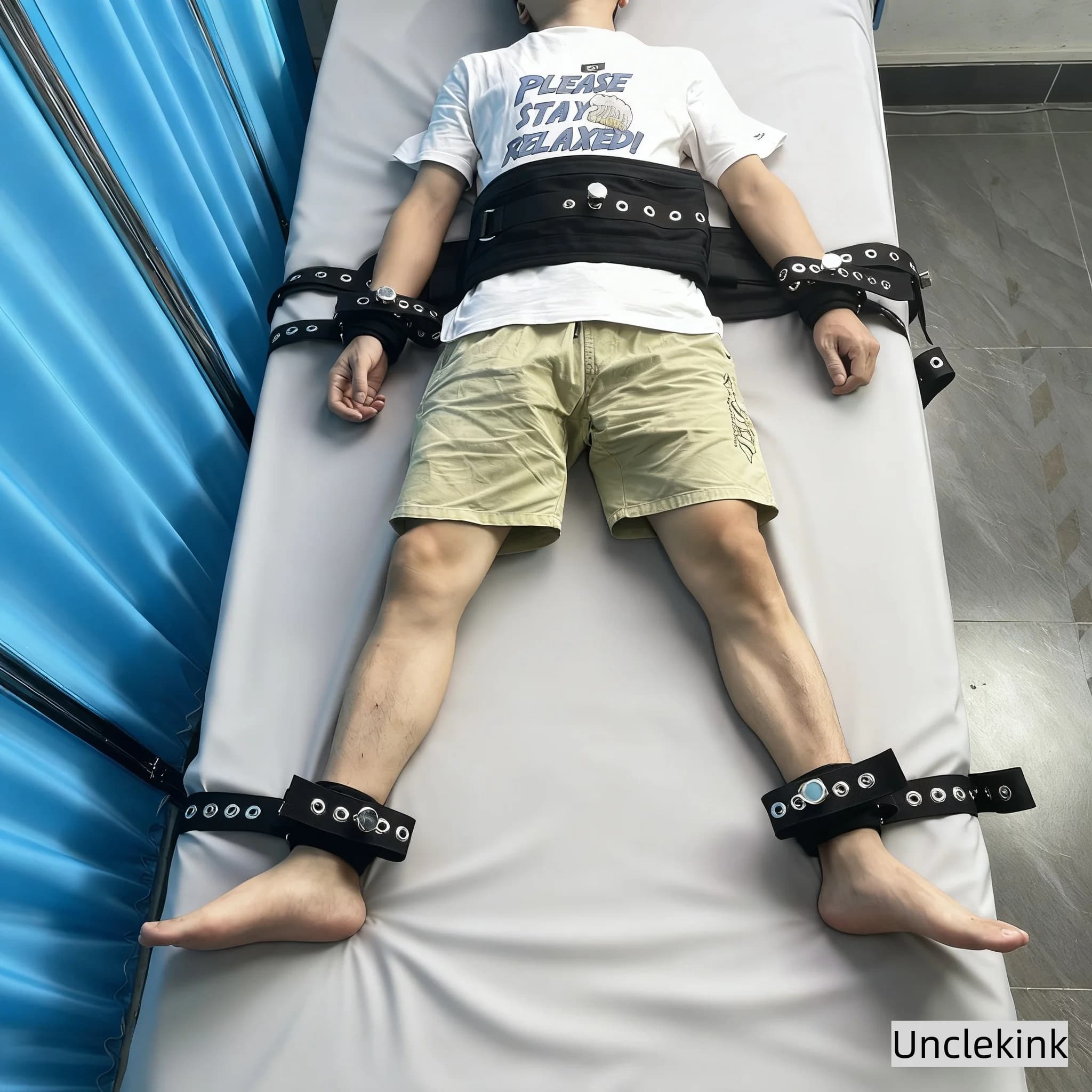 Restrizioni per letto Cinghie per letto psichiatrici Cintura regolabile Polsini per mani e caviglie Bondage per la vita della pancia per pazienti Assistenza medica