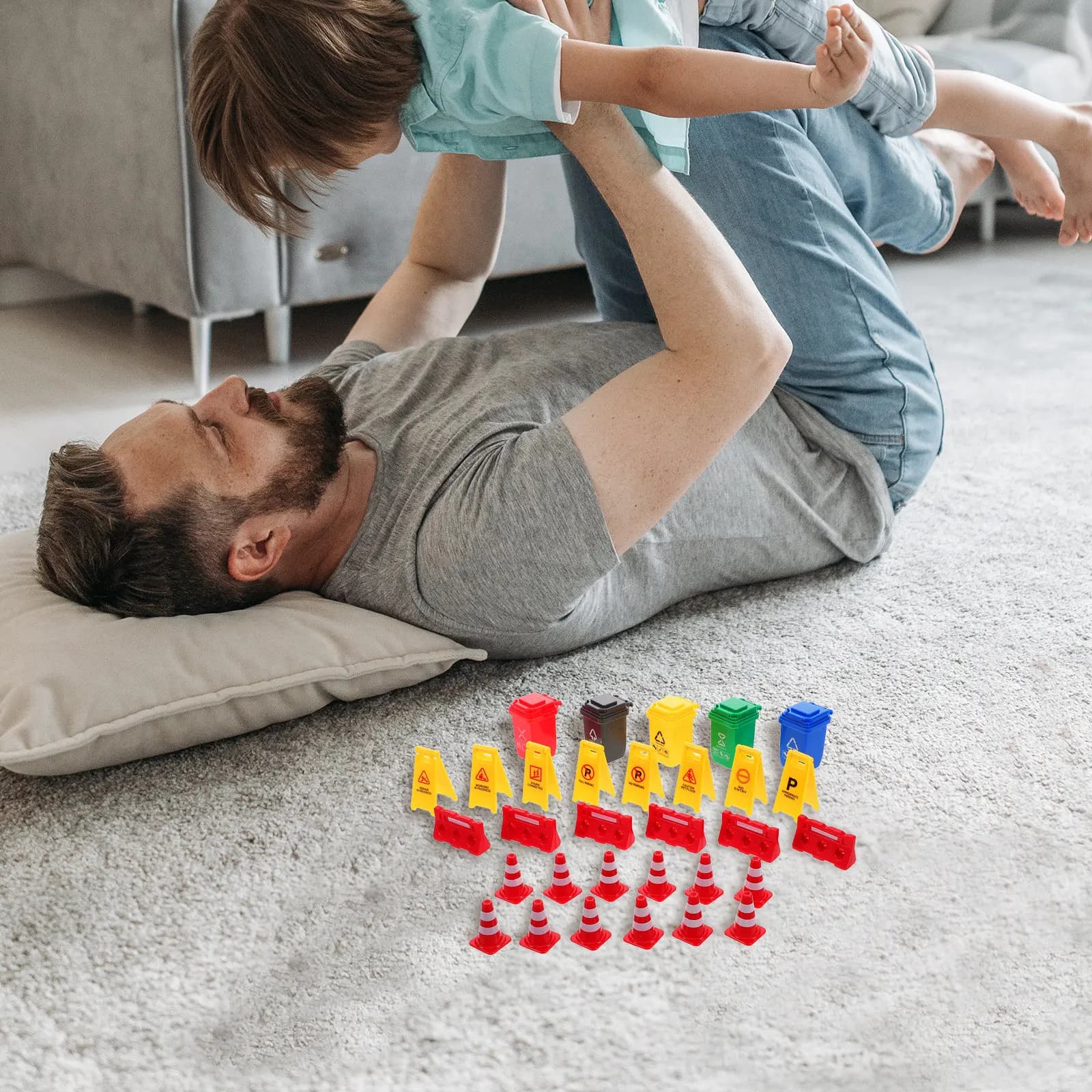 Set Realistico di Segnali Stradali per Bambini, Educazione Precoce, Barriere, Coni, Set di Simulazione in Miniatura