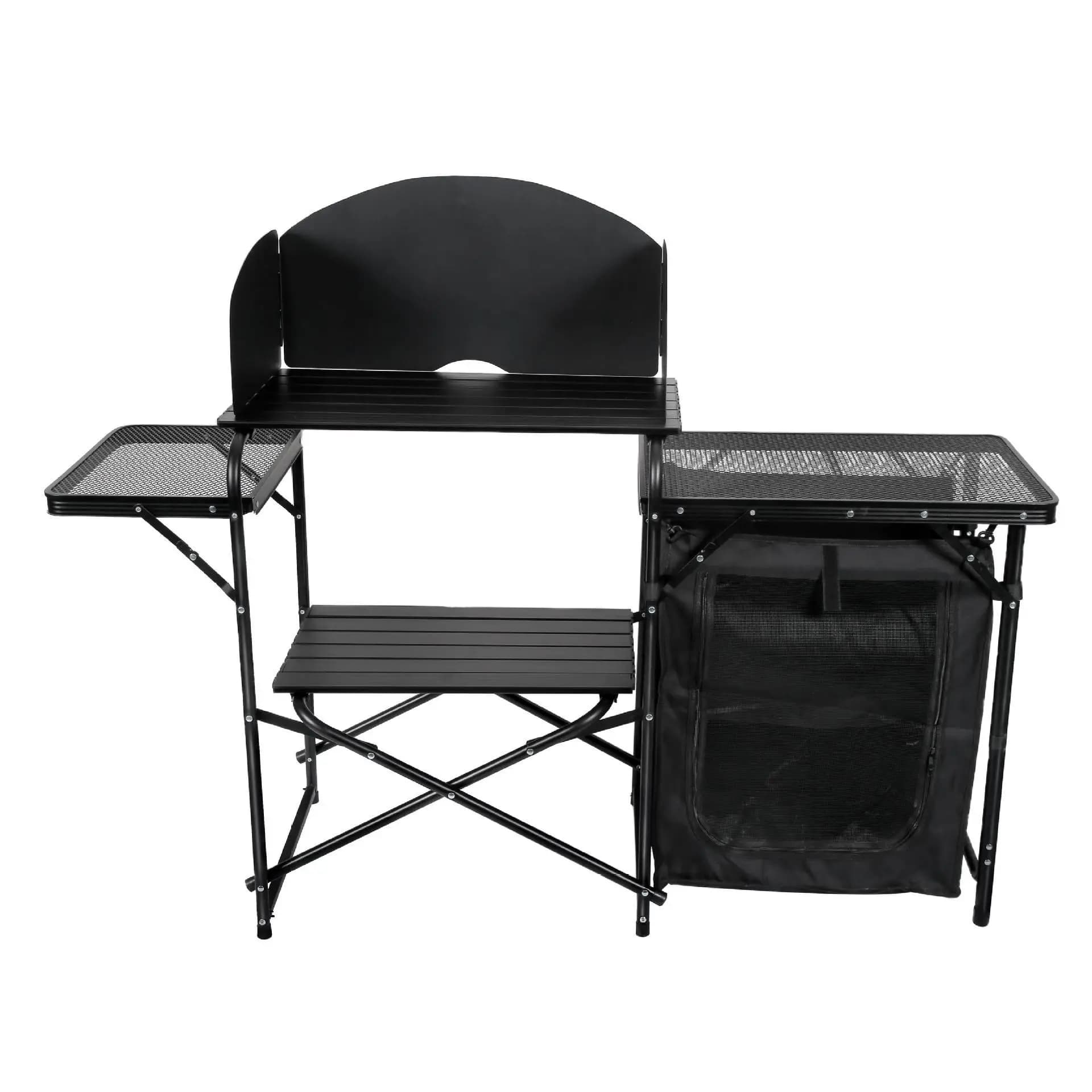 Portable integrated outdoor camping stove with separate storage cabinet, foldable multifunctional furniture kitchen in aluminum alloy
