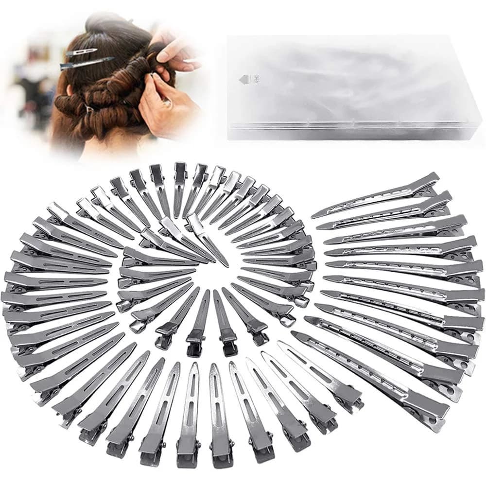 Metal Duckbill Hair Clips 60Pcs Silver Hair Sectioning Clips for Women Long Thick Hair Alligator Curl Roller Styling Salon DIY Bows Hair Pins