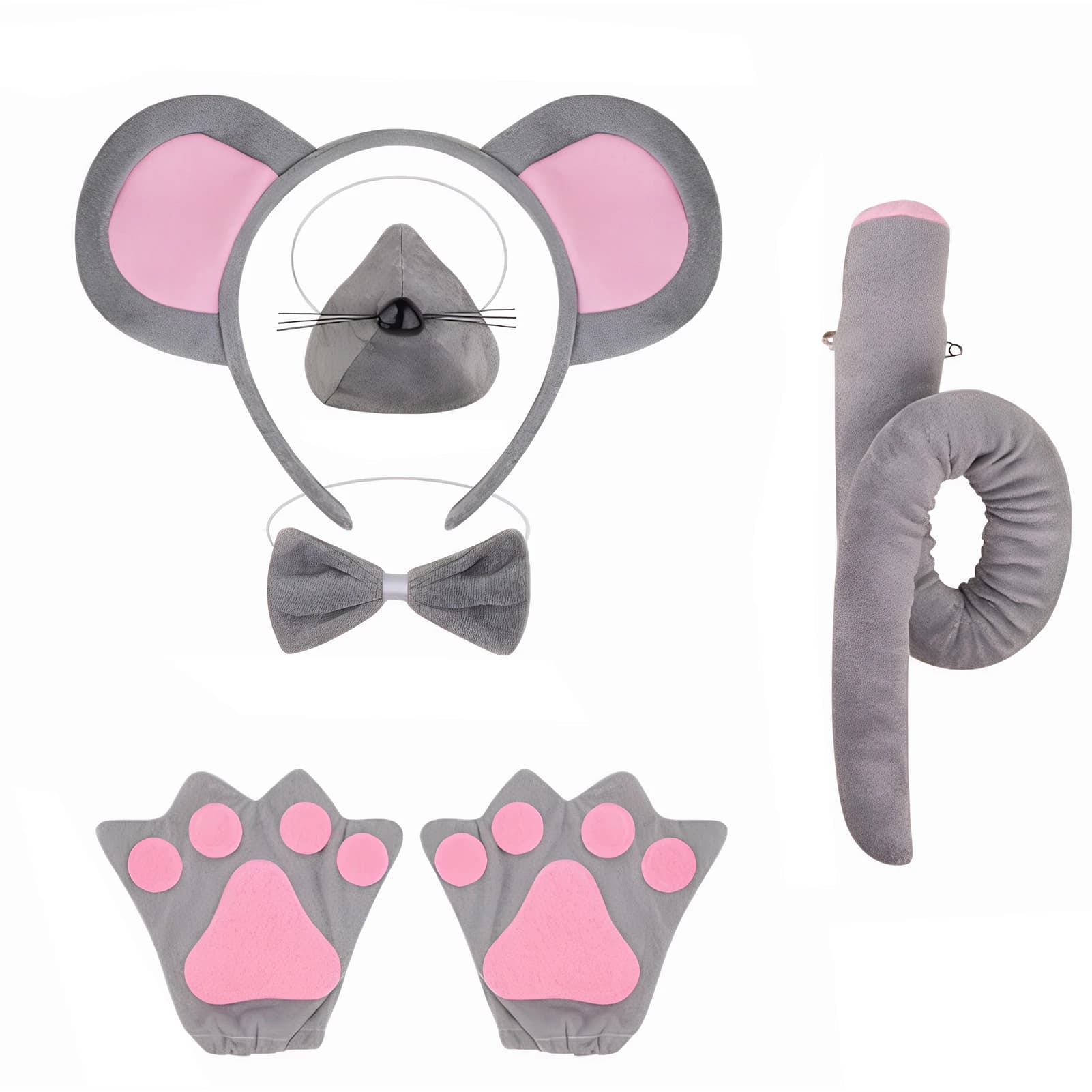 New Rat Mouse Costume Grey Tutu Dress with Ears Tail Bow Tie Nose Animal Mice Costumes for Girls Halloween Birthday Party Dress
