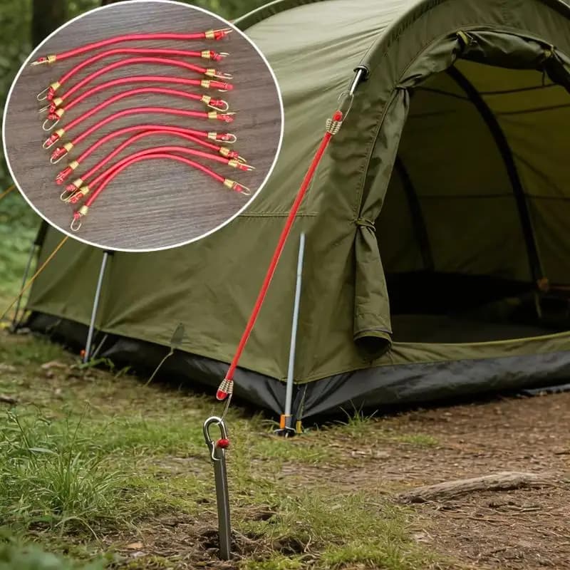 10Pcs S004210 Outdoor Tent Fixing Ropes Hooks Lightweight Wind Resistant Camping Gear for Hiking Climbing Travel Use
