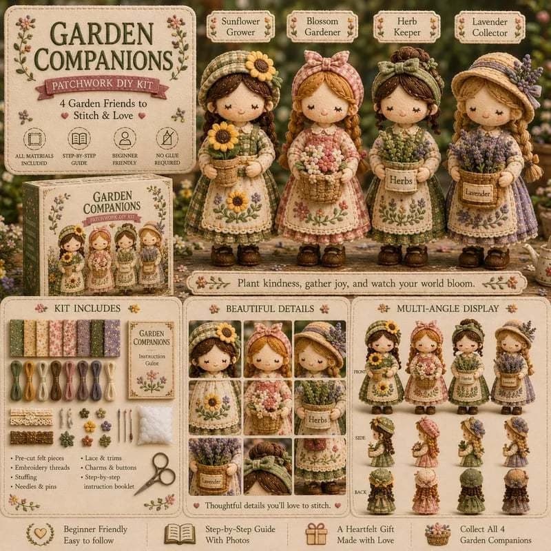 DIY Patchwork Sewing Kit Cute Fabric Girl Dolls Sewing Set Handmade Patchwork Projects for Craft Lovers & Home Decor