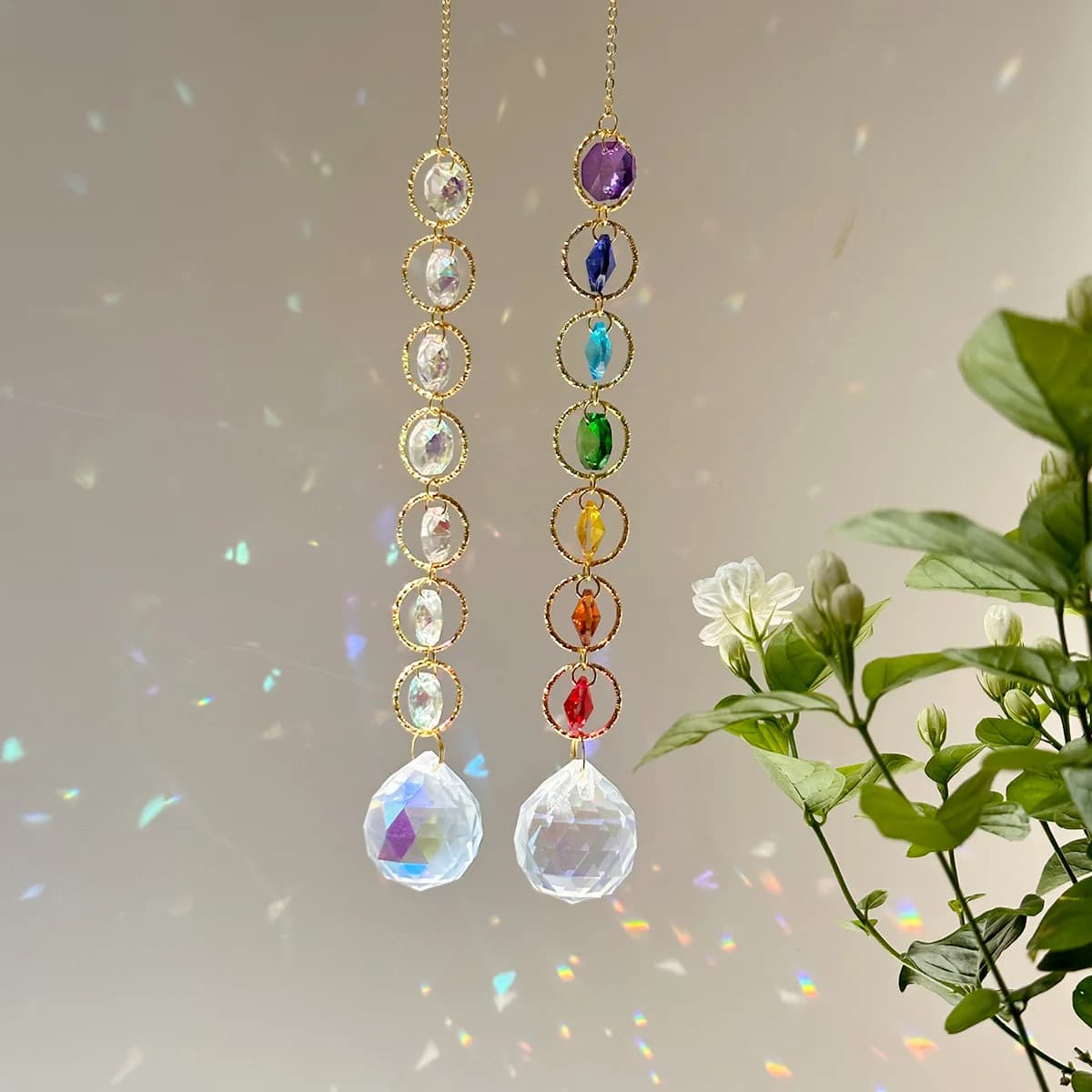 Crystal Suncatcher Mobile Meditation Home Decor Rainbow Maker Prism Suncatcher (Rainbow and Whimsy)