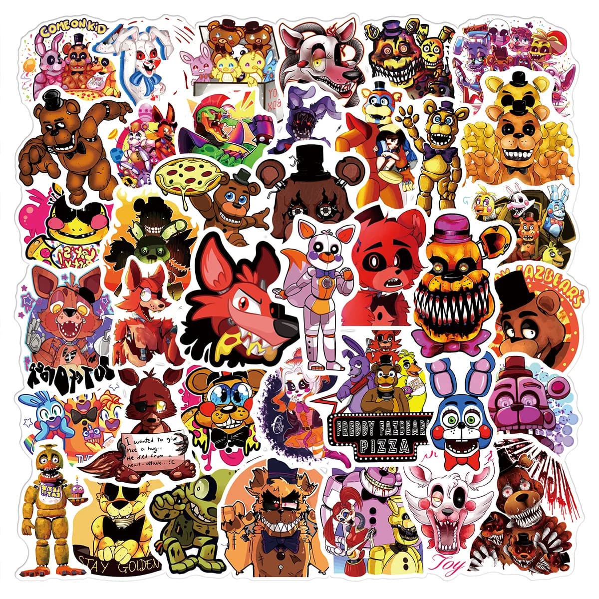 50 Pezzi Adesivi FNAF Carini, Five Nights At Freddy's, Motivi Anime Cartoon, Adesivi Kawaii per Decorazioni di Quaderni e Tazze