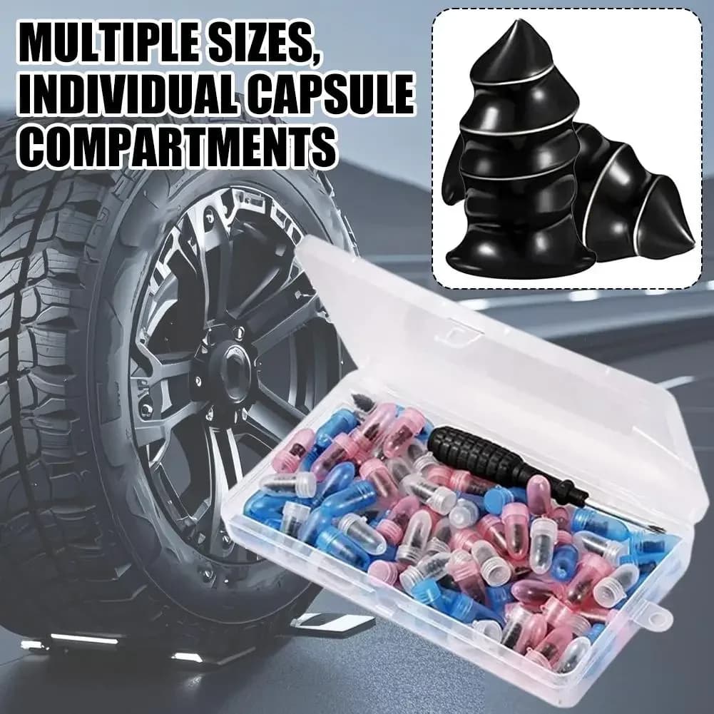 Set di 10/85 Pezzi per Riparazione Pneumatici, Kit di Chiodi in Gomma per Riparazione Forature, Attrezzi per Riparazione Tubeless per Moto e Camion
