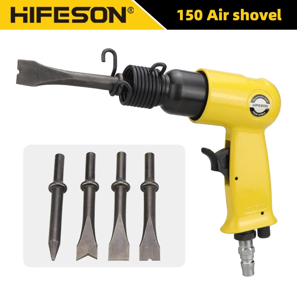 HIFENSON 120mm Martello pneumatico Pistola portatile professionale Pale a gas Piccoli utensili pneumatici per rimozione ruggine con set di 4 scalpelli