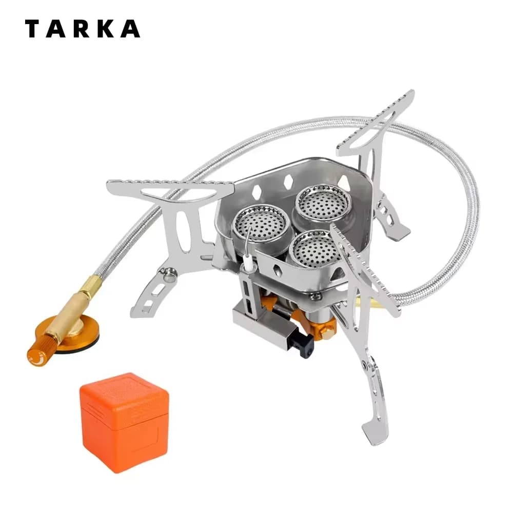 TARKA 3-head gas cooker Holiday camping burners Folding oven for shoulder backpack 5800W Outdoor hiking Picnic BBQ Kitchen equipment