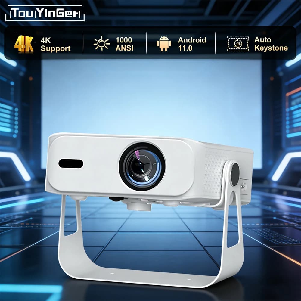 Proiettore Ultra Mini Touyinger L9W con Supporto Gimbal, Video Full HD Portatile, Android Smart Beam, Auto Focus e Correzione Keystone