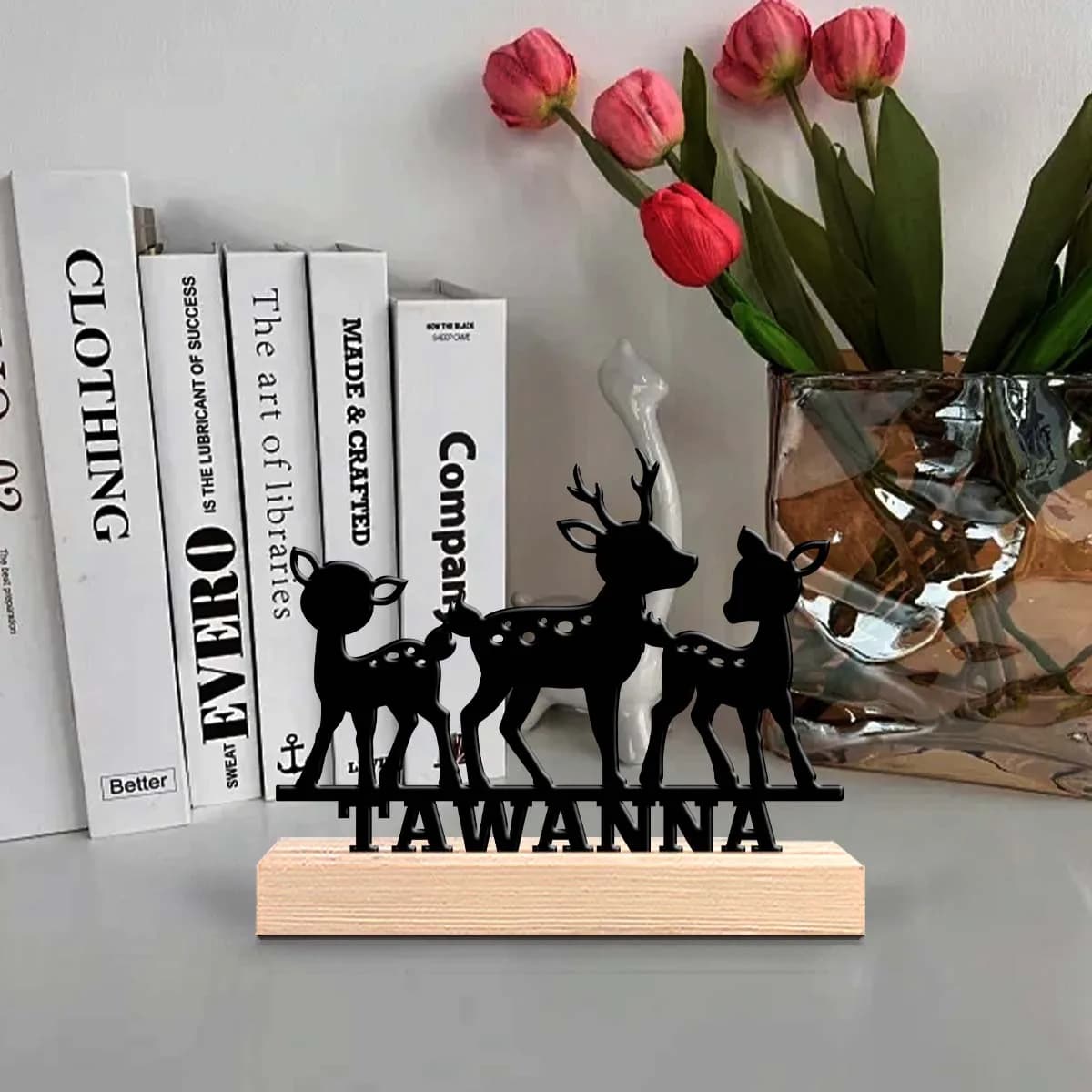 1pc Personalized Retro Iron Statue Decoration Custom Content With Wooden Base Home or Office Decorations