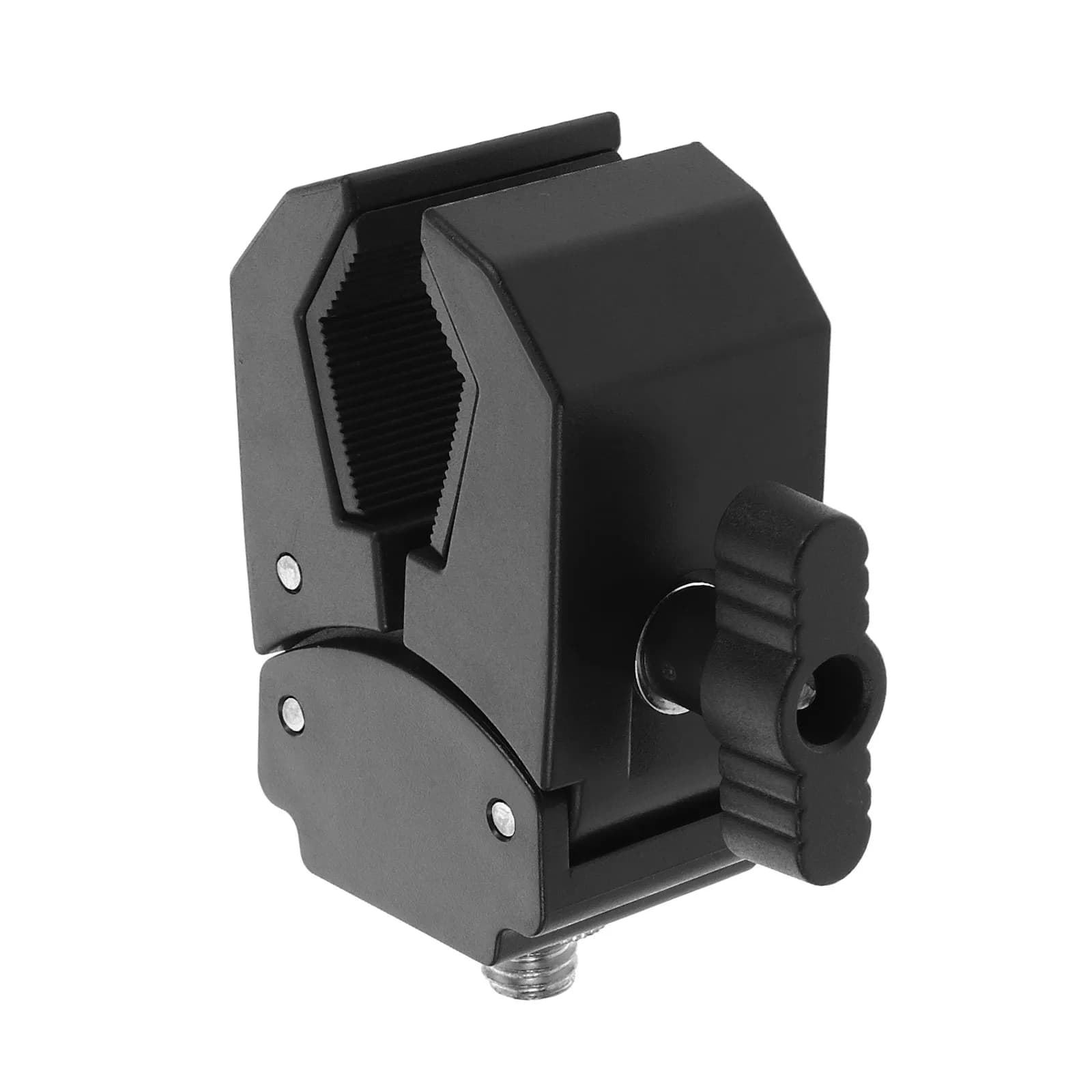 Morsetto per microfono in plastica nero compatto portatile facile da installare per supporto microfono, treppiede, asta stabile
