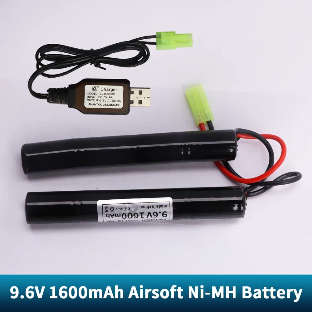 Batteria Ni-Mh 2/3A 9.6V 1600mAh Butterfly Airsoft con connettore Mini Tamiya per pistole M110 SR25 M249 M240B MP5 M14 G36C parti