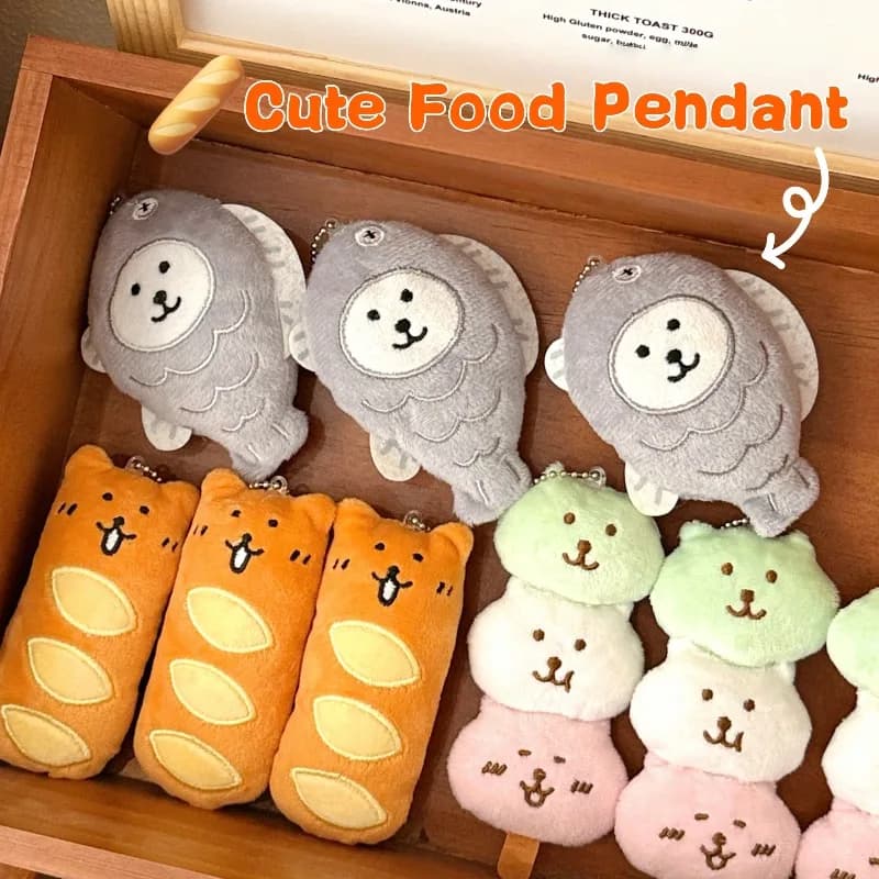 1-3Pcs Cute Plush Food Pendant Keychain Kawaii Stuffed Cartoon Ornament Backpack Creative Accessories Birthday Gifts