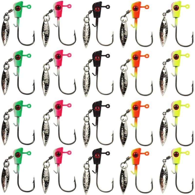 20 Pz Jig Teste Ami da pesca Underspin Shad Freccette Crappie Trota Richiamo 1/16 1/8 oz Ami da pesca alla carpa Accessori Set di strumenti