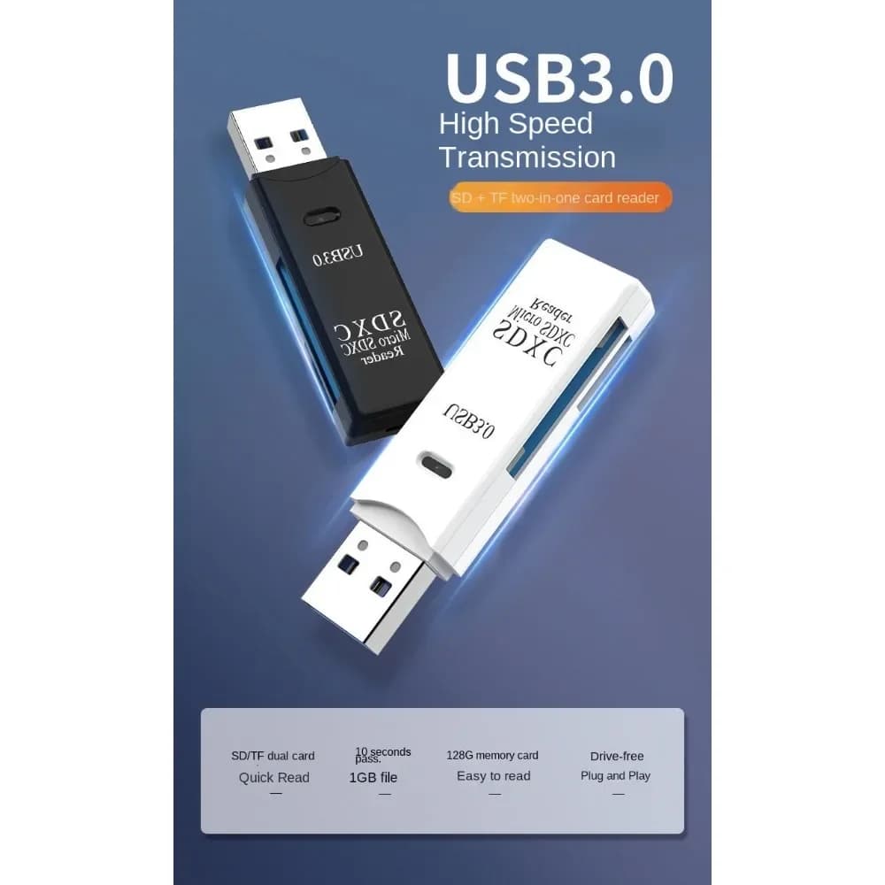 Lettore di schede multifunzione 2 in 1, USB 3.0, mini SD, TF, lettore di schede di memoria, adattatore per laptop, accessori