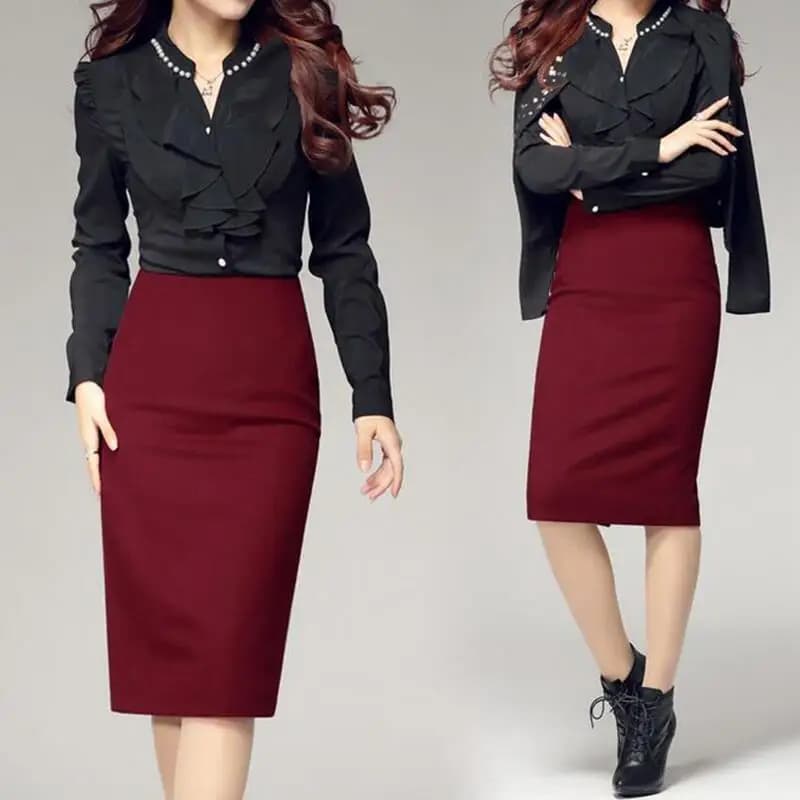 New Women's Long Professional Skirt high Waist After The Split Slim Package Hip One Step Skirt S-5XL