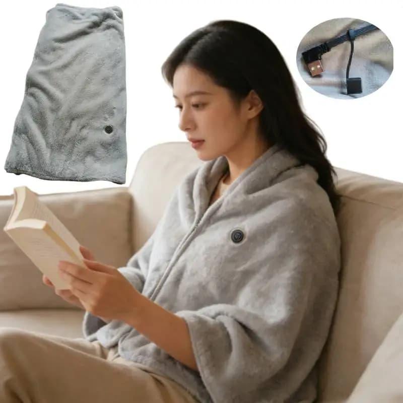 Coperta Elettrica Riscaldata USB Portatile Senza Fili per Esterni con 3 Livelli di Riscaldamento/Sciarpa Riscaldante Indossabile, Regalo per l'Inverno