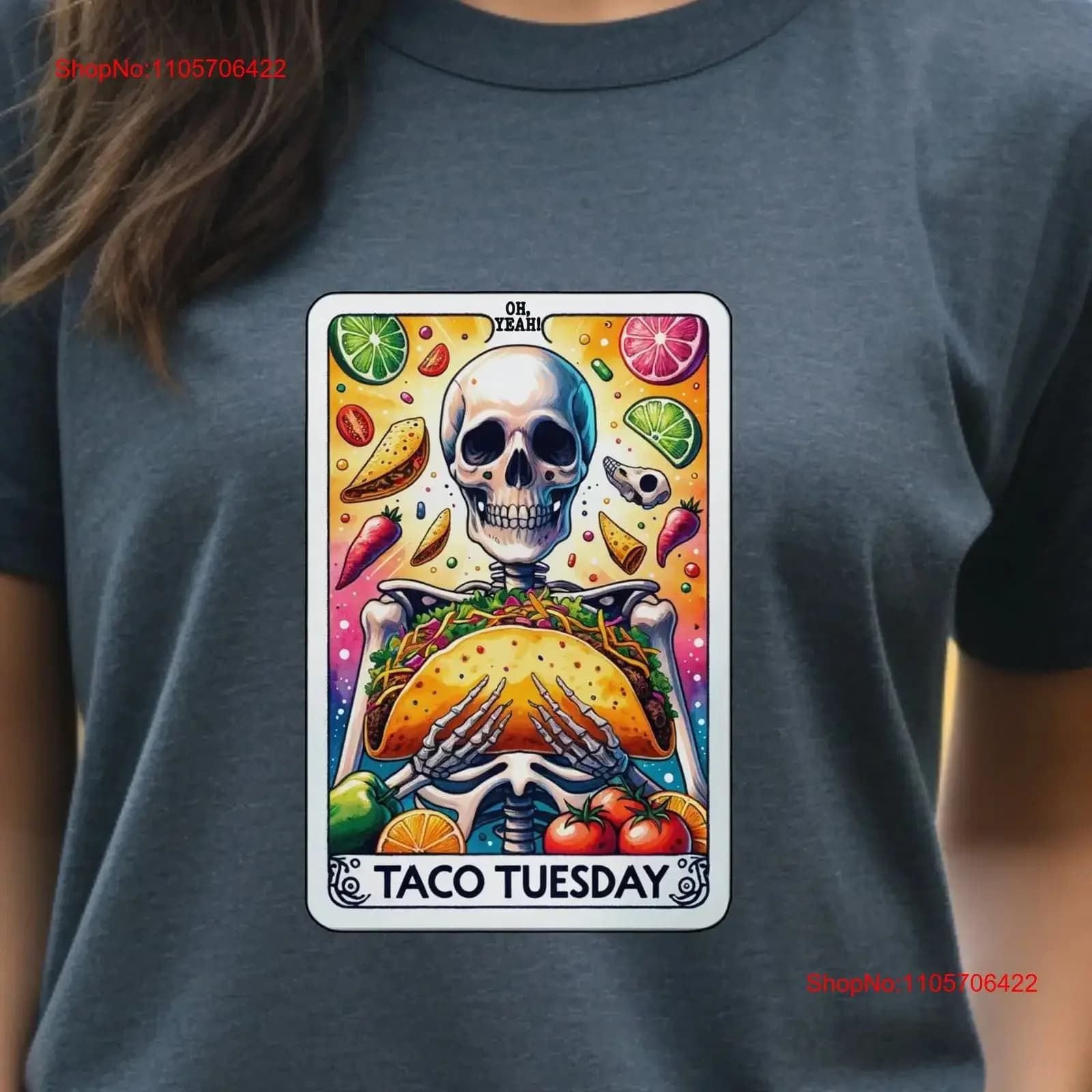 Funny Taco T Shirt Tarot Card Mexican Party s Food Lover Tuesday Witchy vintage Washed Top For Everyday Wear streetwear