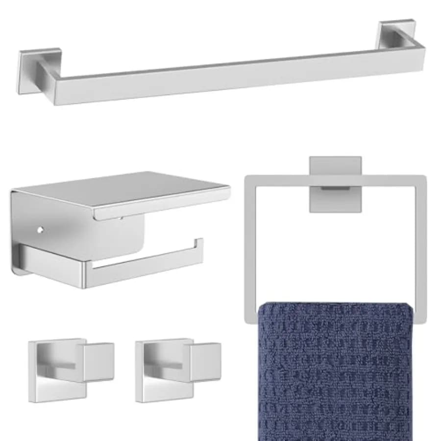 Set di 5 Accessori per Bagno, Set Portasciugamani da 16 Pollici, Set di Accessori per Bagno in Acciaio Inossidabile, Set Portasciugamani per Bagno