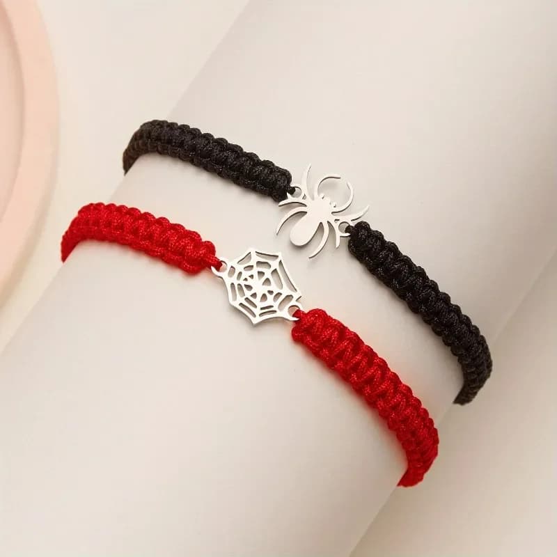 2 braccialetti intrecciati, stile ragno, per coppia, personalizzati, creativi, semplici, alla moda.