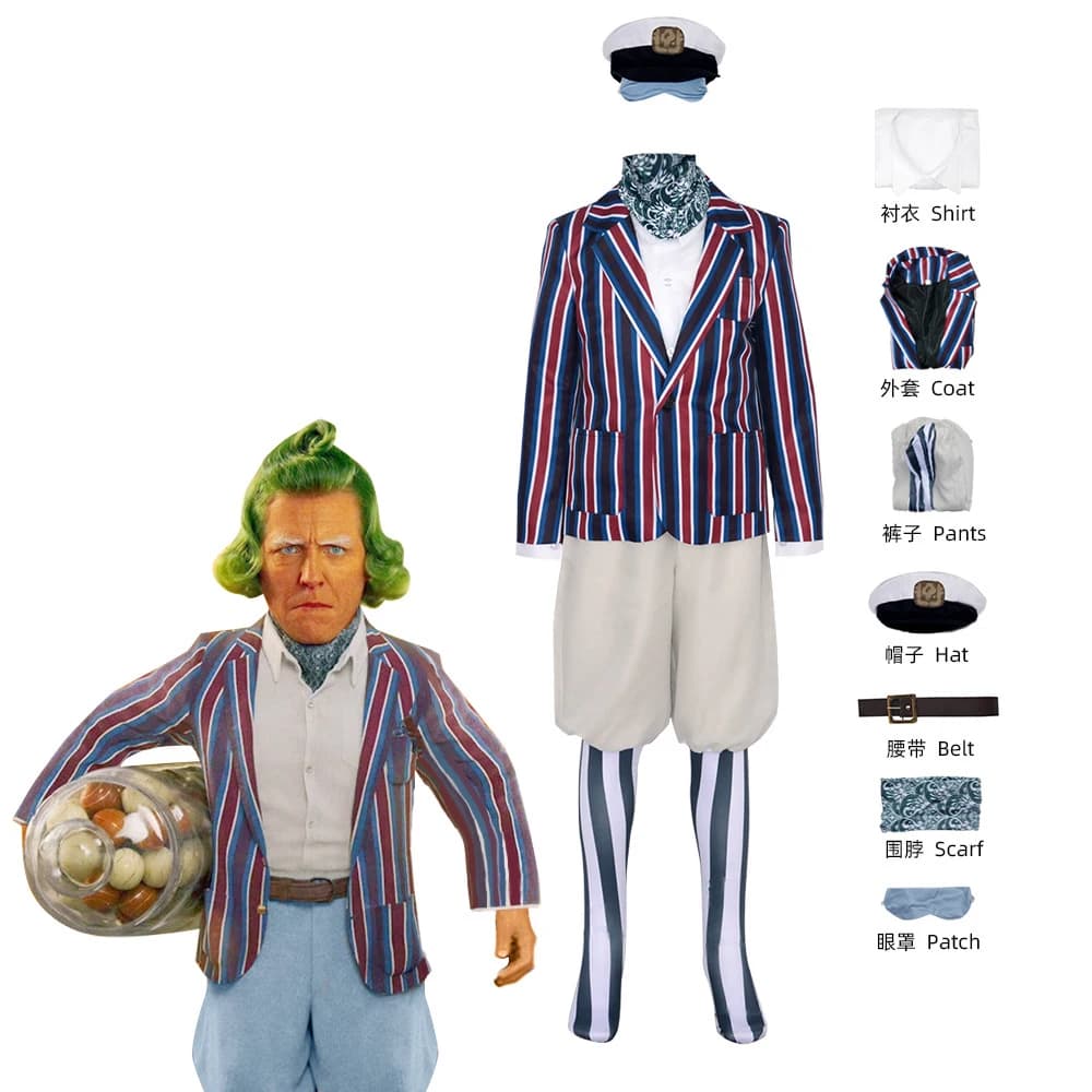 Oompa Loompa Costume Bambini Adulti Uomini Donne Film Deep Roy Willy Cosplay Outfit Cappotto Completo Costume da festa di Halloween