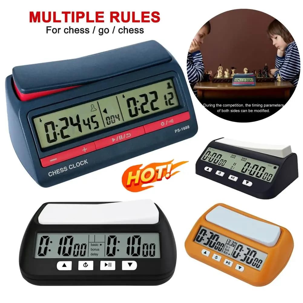 Gioco da tavolo professionale Timer Conto alla rovescia Contaore da competizione Giochi da tavolo Orologio da scacchi digitale per scacchi internazionali