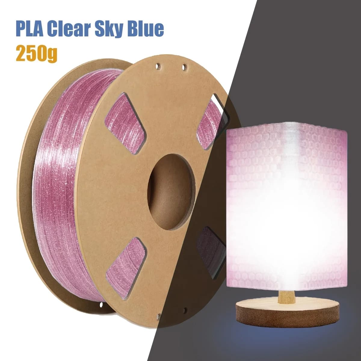 Filamento PLA per stampante 3D, disponibile in bobine da 200g/250g/500g/1000g, diametro 1,75mm con tolleranza ±0,03mm, Blu Scintillante e Spark