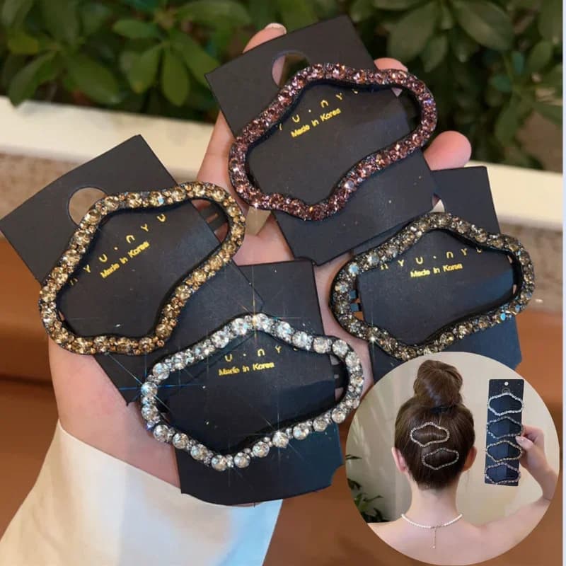 2 pezzi forcina da donna piena di diamanti a forma di nuvola testa posteriore forcina capelli spezzati finitura copricapo afferrare clip strass copricapo