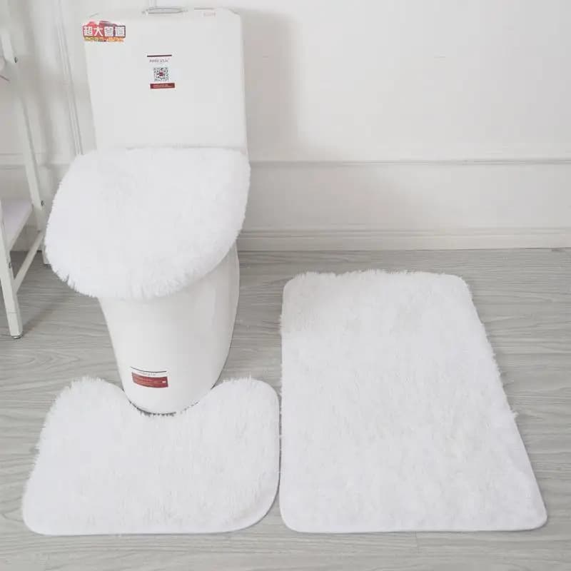 VIKAMA Set da 3 pezzi - Tappetino antiscivolo per WC da bagno, cuscino morbido e morbido, tappeto spesso per la decorazione domestica
