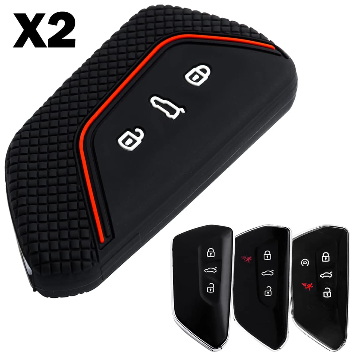 2x Portachiavi in silicone per auto Portachiavi per VW Golf 8 ID.3 ID.4 ID.7 ID.Buzz Tiguan Tayron Seat Leon Ateca Cupra Born