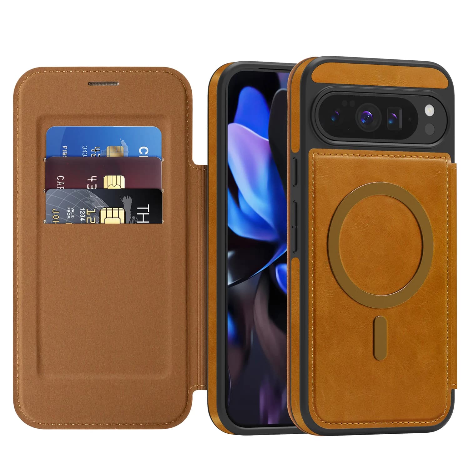Custodia in pelle con vibrazione magnetica con blocco RFID di lusso per Google Pixel 10 Pro XL 9A 8 Pro Supporto Magsafe Ricarica wireless Funda