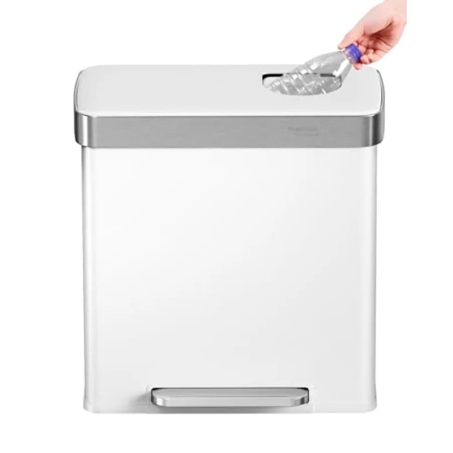Pattumiera da Cucina GreenGrin 2x8 Galloni, Bidone Combinato a Doppio Scomparto per Rifiuti e Riciclo, Pattumiera a Pedale in Acciaio Inox