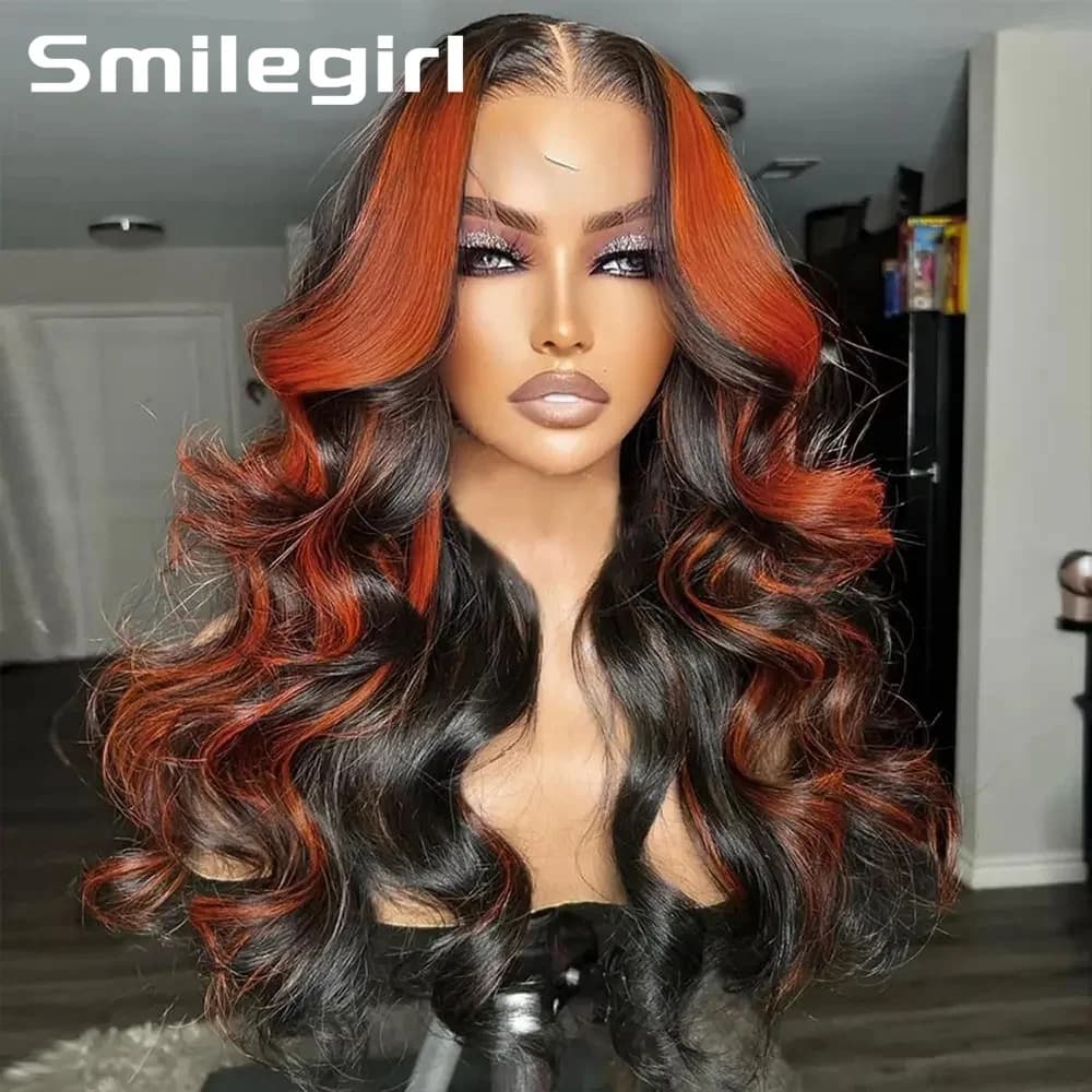 Front Wigs in Pizzo 13X6 with Density 200% in Human Hair, Pre-Piumate for Women, Shadows 13X4 HD Transparent, Orange Color Ginger