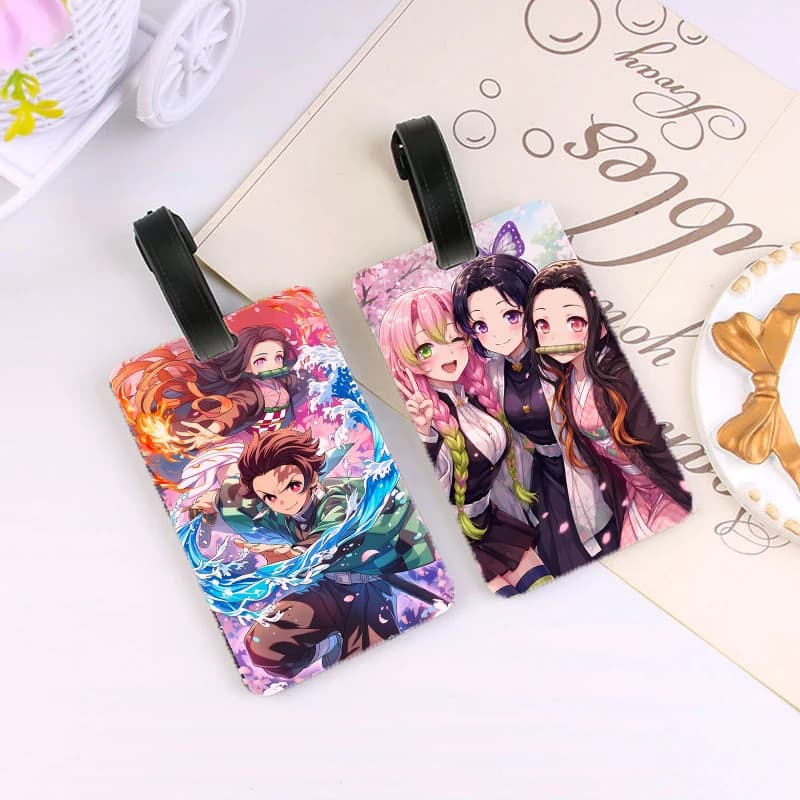 Demon Slayers Luggage Tag Women Men Travel Accessories Suitcase ID Holder Baggage Boarding Tag Portable Label Card Holders