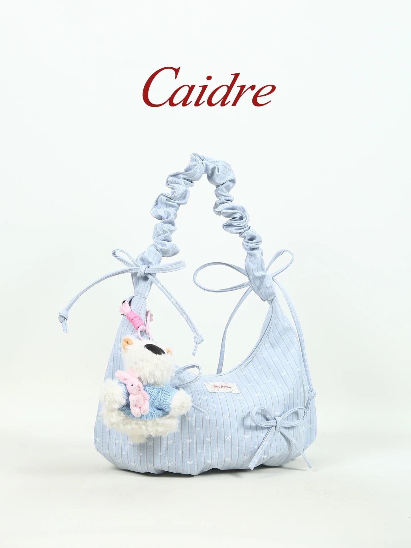 Borsa a tracolla in tela Caidre con nodo, borsa sottobraccio, regalo di compleanno per ragazze, stile coreano, borsa morbida a tinta unita