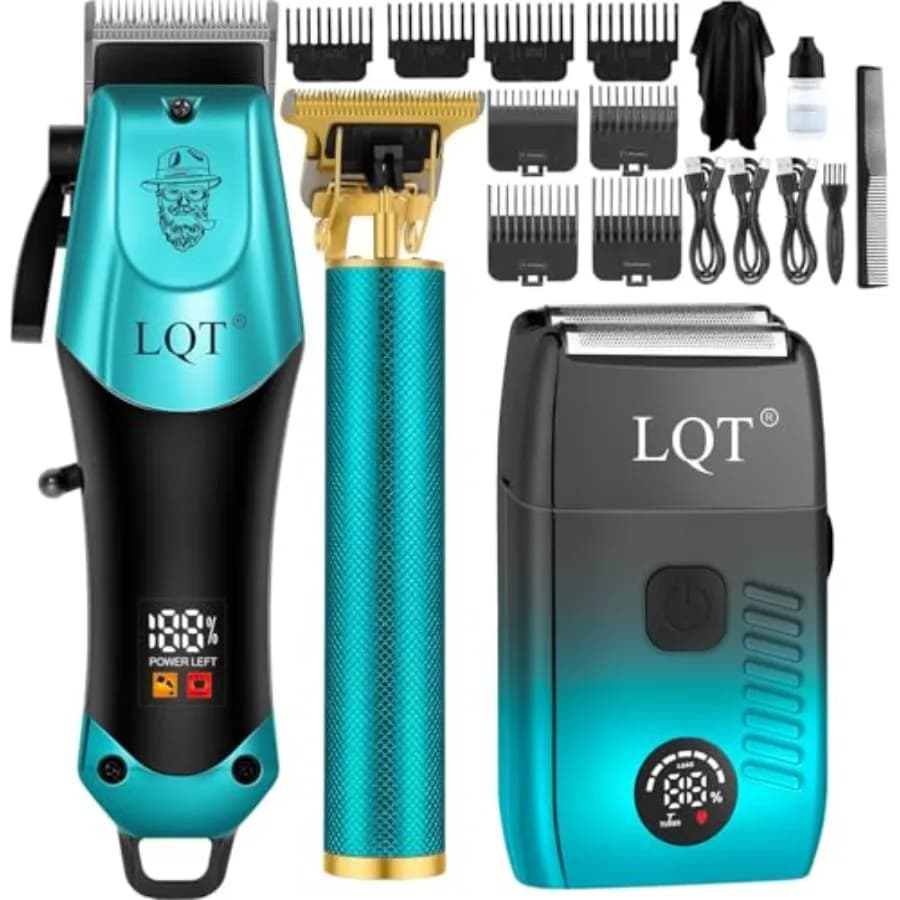 Tagliacapelli Professionali per Uomo, Kit e Set per la Cura della Barba, Rasoi Elettrici, Tagliacapelli e Trimmer con Lama a T in Ceramica