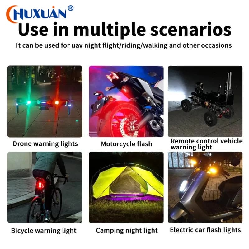 [Q]Motorcycle Lights Drone Strobe Light USB LED Anti-Collision Bike Aircraft Night Flying Mini Flashing Warning Signal Light