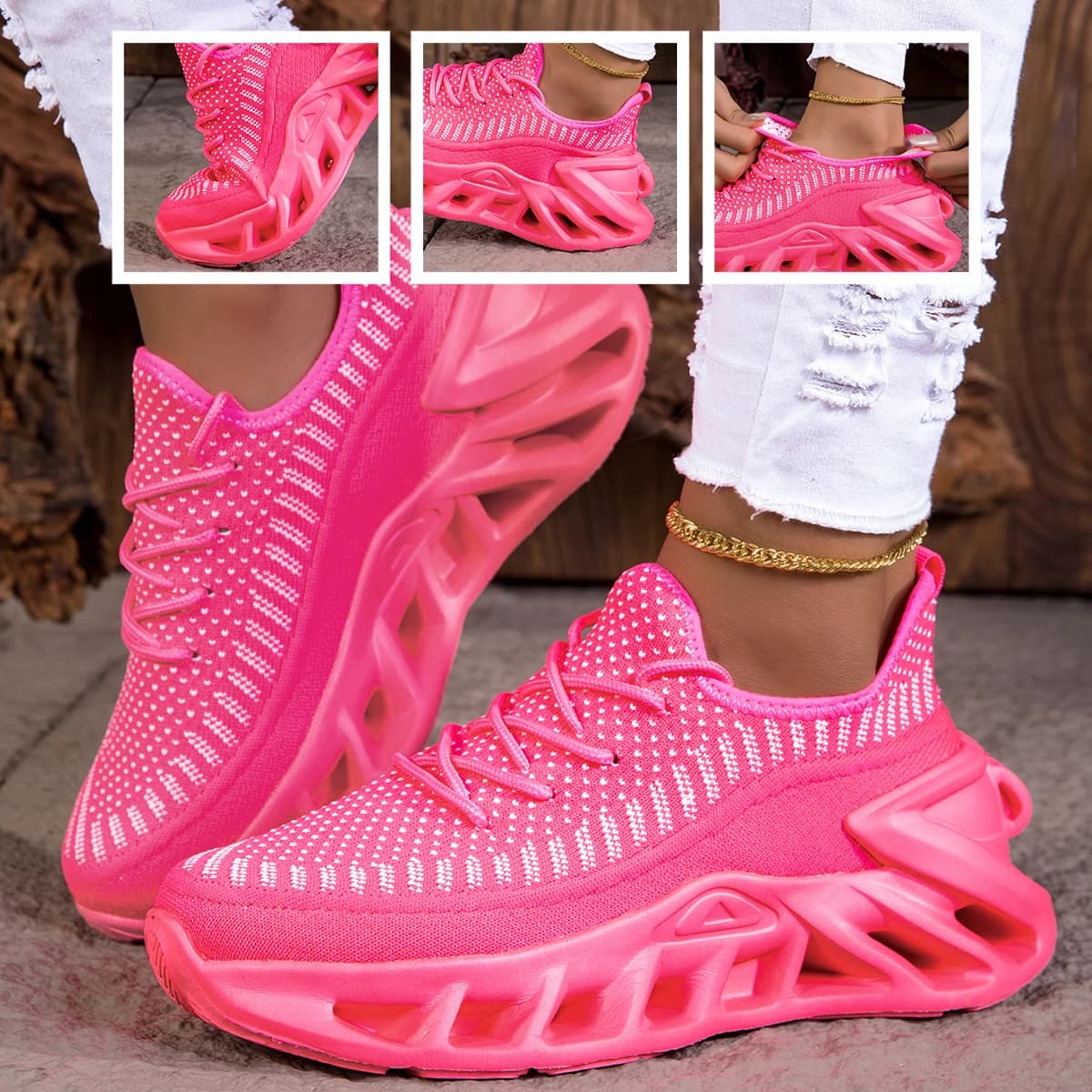 Thick-soled, shock-absorbing trendy dad sneakers for women, everyday running shoes