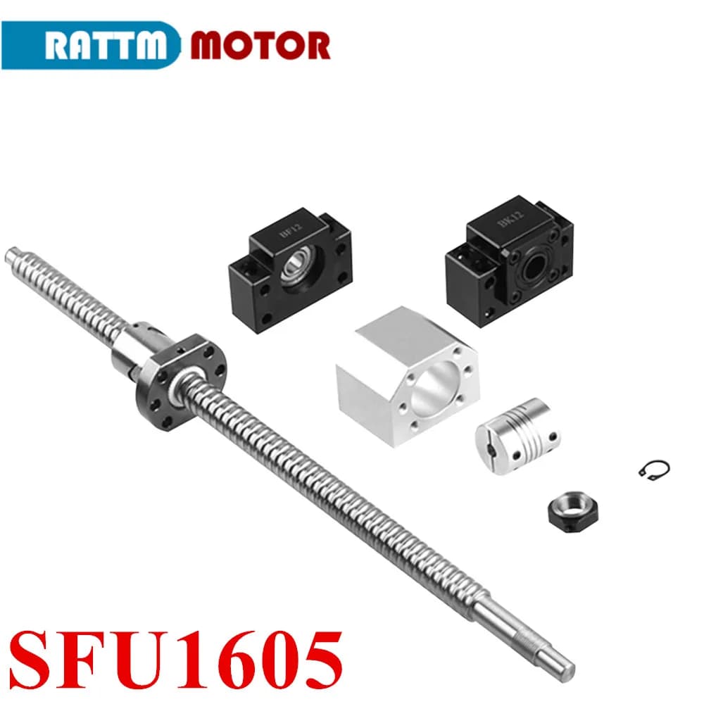Vite a ricircolo di sfere classe C7 rullata SFU1605 + dado + BK/BF12 + lavorazione finale di accoppiamento Kit router CNC Parte stampante 3D
