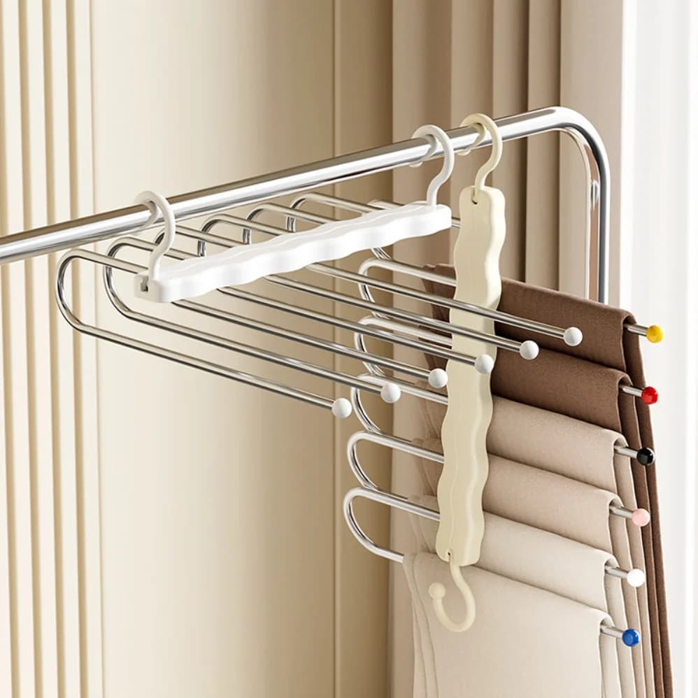 5/9 level stainless steel coat rack, Organizer for Jeans, Pantaloni e Sciarpe per Armadio, Grucce Magiche Foldable