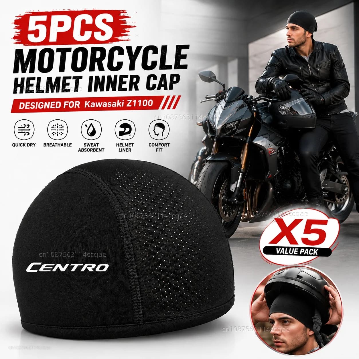 5pcs Motorcycle Helmet Inner Cap Hat Quick Dry Breathable Hat Racing Cap Cooling Beanie Rider Gear For Malaguti Centro 2008-2015