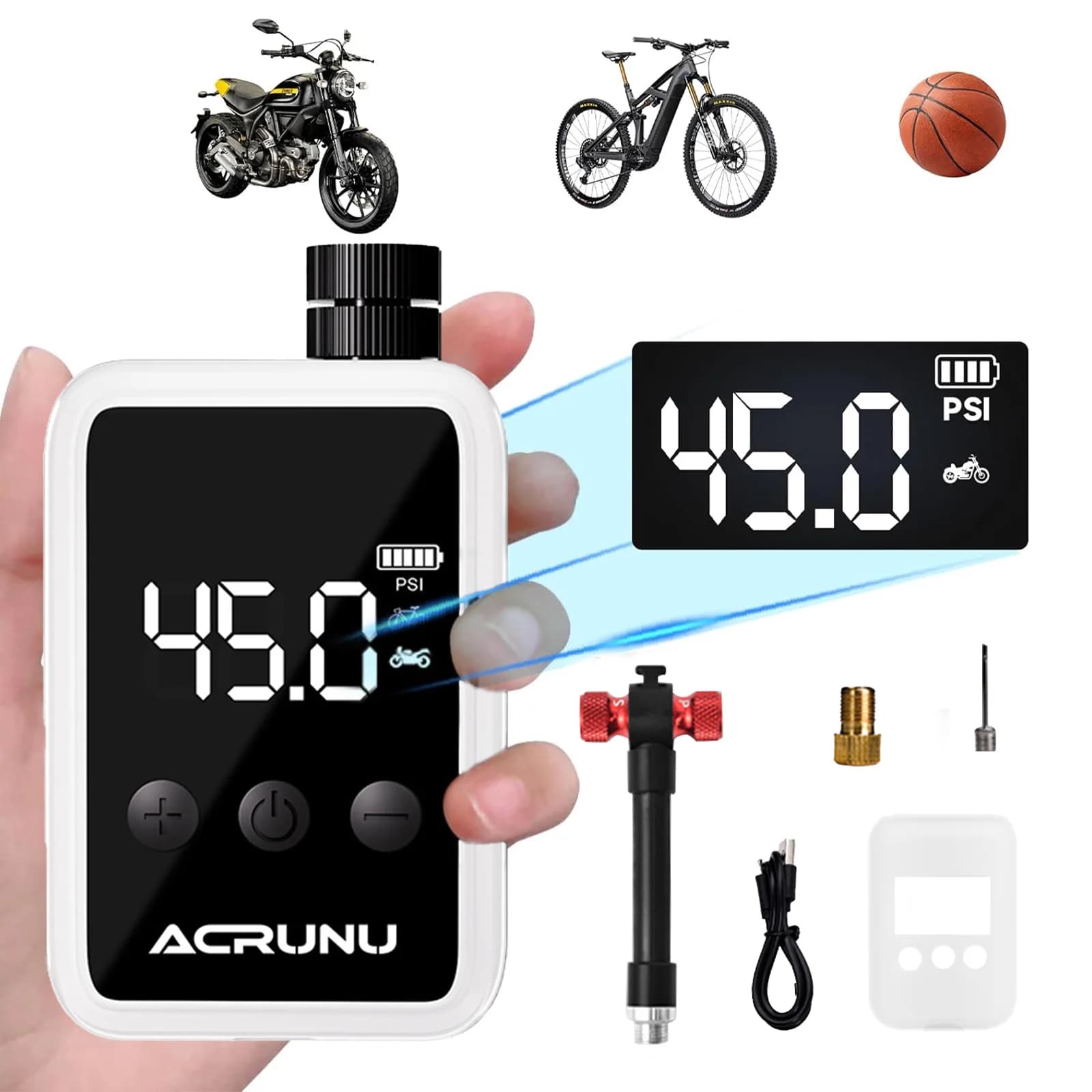 120 PSI Mini Pompa da bicicletta Pompa di aria elettrica per bici Compressore ricaricabile veloce Gonfiatore per pneumatici per display digitale per bicicletta