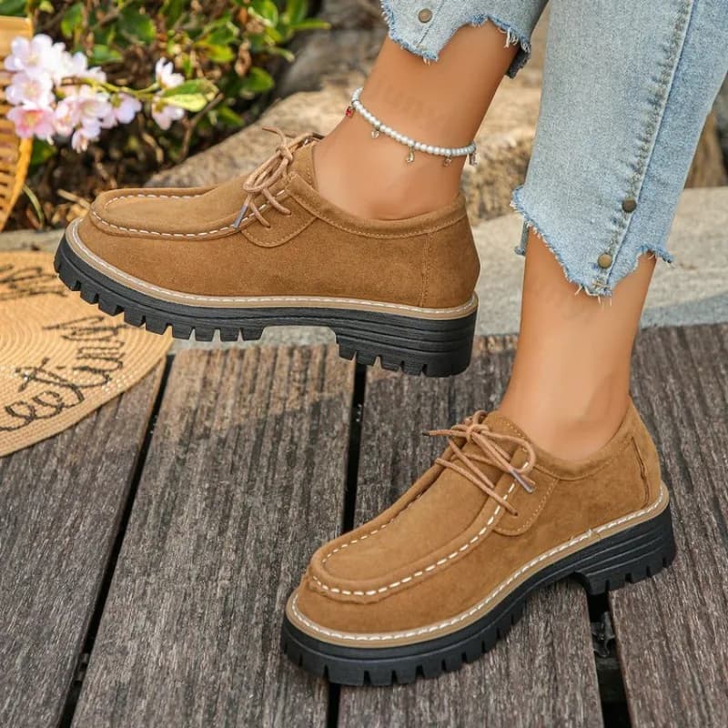 Mocassini donna Retro 2025 Autunno Donna Smerigliato Britannico Chunky Heel Chunky Heel Round Toe Casual Shoes Korean Zapatos Mujer Large Size 36-43