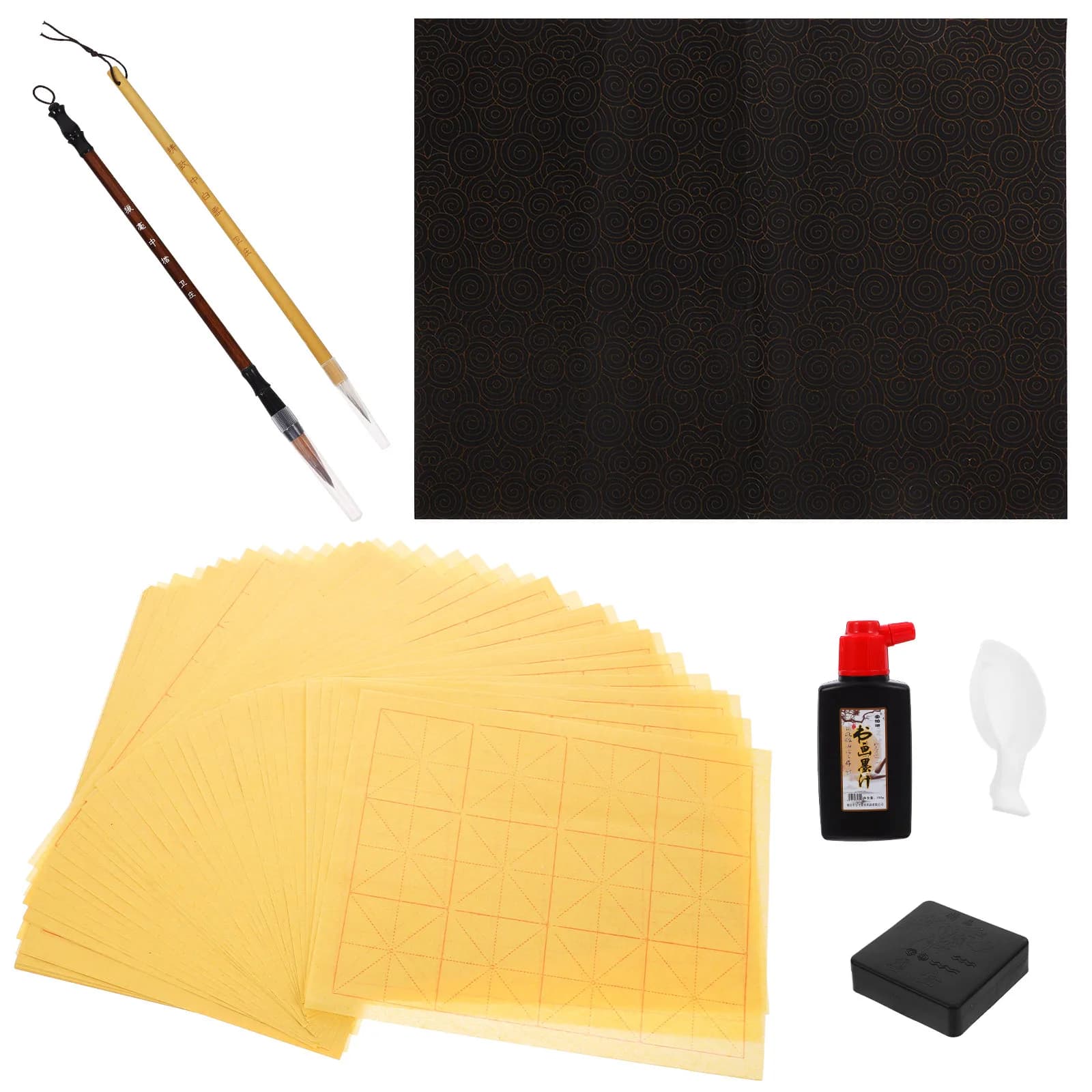 1Set Beginner Calligraphy Supplies Set Brush Ink Stone Ink Paper Portable Traditional Chinese Writing Practice Kit for Students
