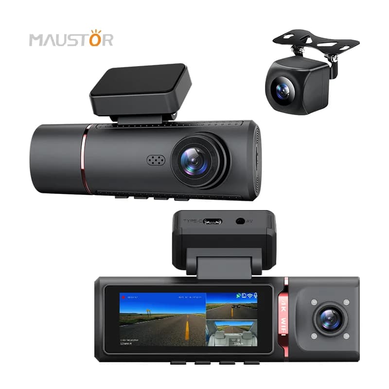 Maustor 3.16 inch DVR for cars 3 HD Dash Cam lenses for vehicles Three way camera DVR Video Recorder Mini Dashcam Camera