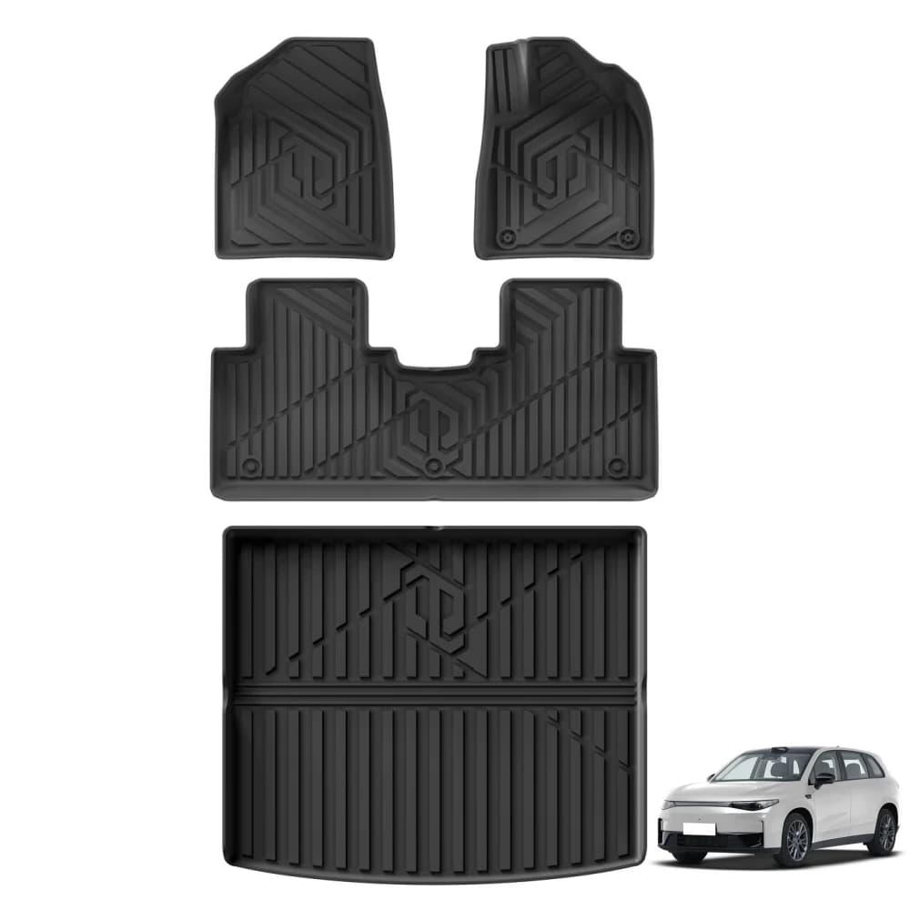 LUCKEASY RHD for Leapmotor C10 2024 2025 Car Floor Mats Trunk Pad TPE 3D Foot Pad All Weather Right Hand Drive Black