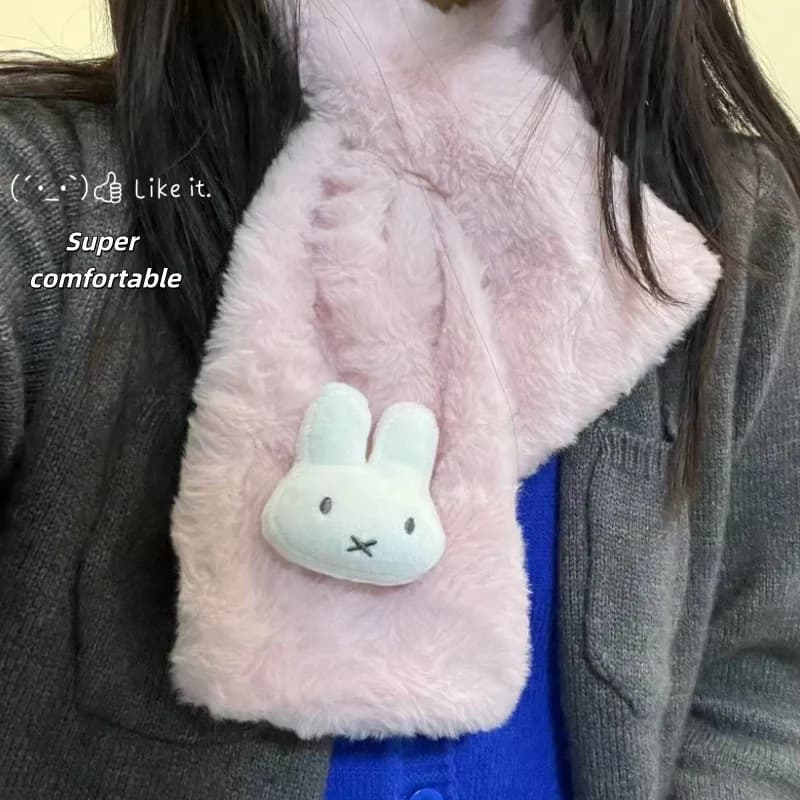 White Miffy Scarf | Versatile Fall/Winter Neck Warmer | Cute & Cozy