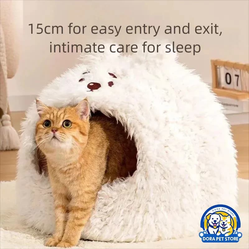 Nido per gatti per animali domestici Nido per dormire chiuso Nido per cani Inverno caldo yurta mongola Animale di peluche Animale domestico carino con nido di peluche