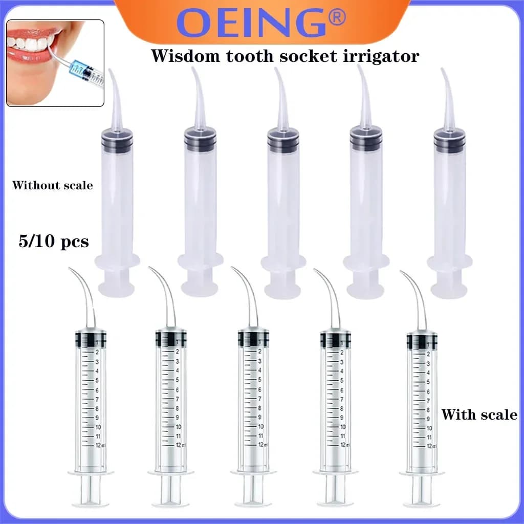 5/10 pieces disposable syringe for transparent dental irrigation with curved tip tools for oral hygiene tools for teeth whitening